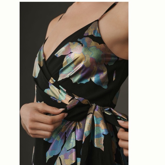 MWT Anthropologie Hutch Iridescent Floral Wrap Maxi Dress S Petite - Picture 8 of 17